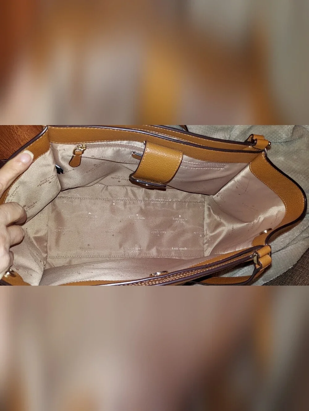 Kate Spade Tan Leather Laptop Tote Bag